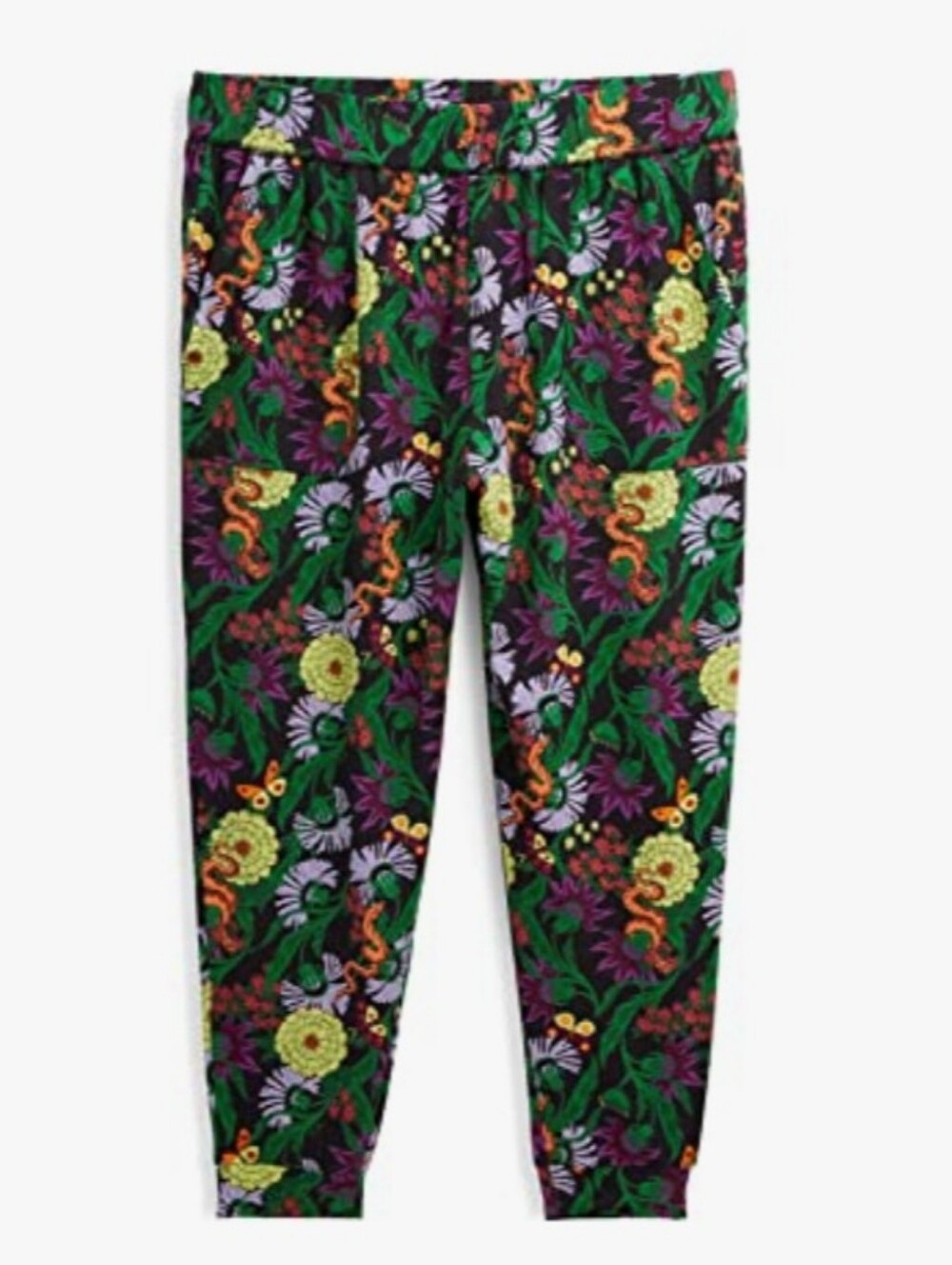 Tomboyx M Black Floral Harem Lounge Joggers Bright Botanical Print